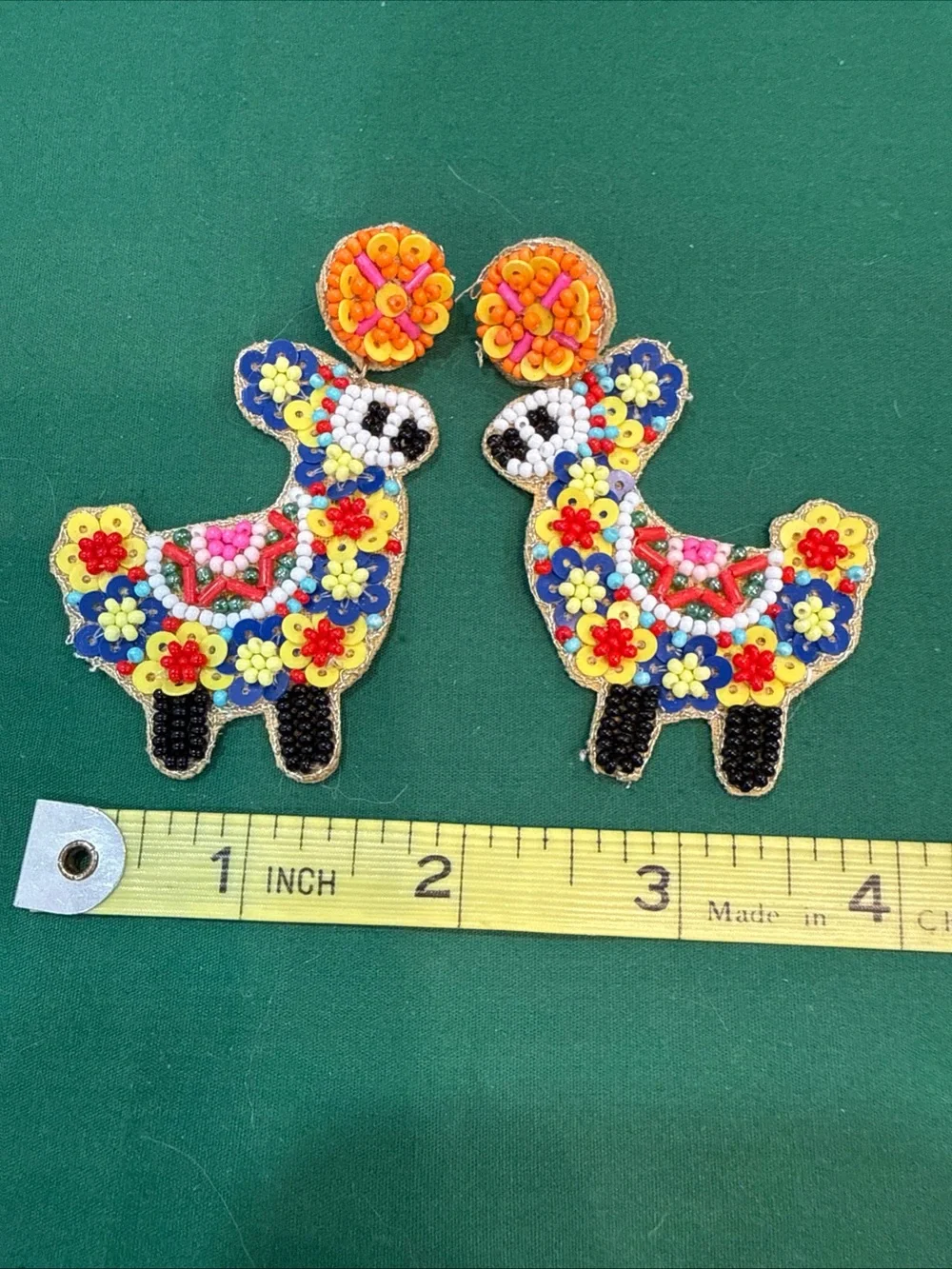 Colorful Beaded Llama Piñata Earrings. 4F